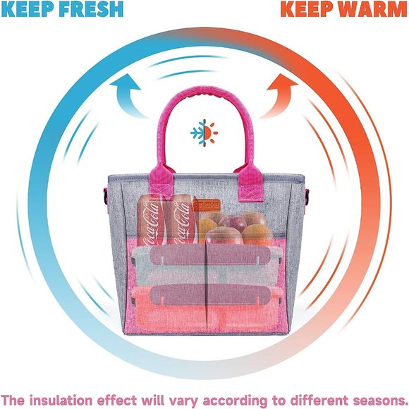 Insulated Reusable Adjustable Crossbody Strap Thermal Tote Lunch Bag - Picture 2 of 6